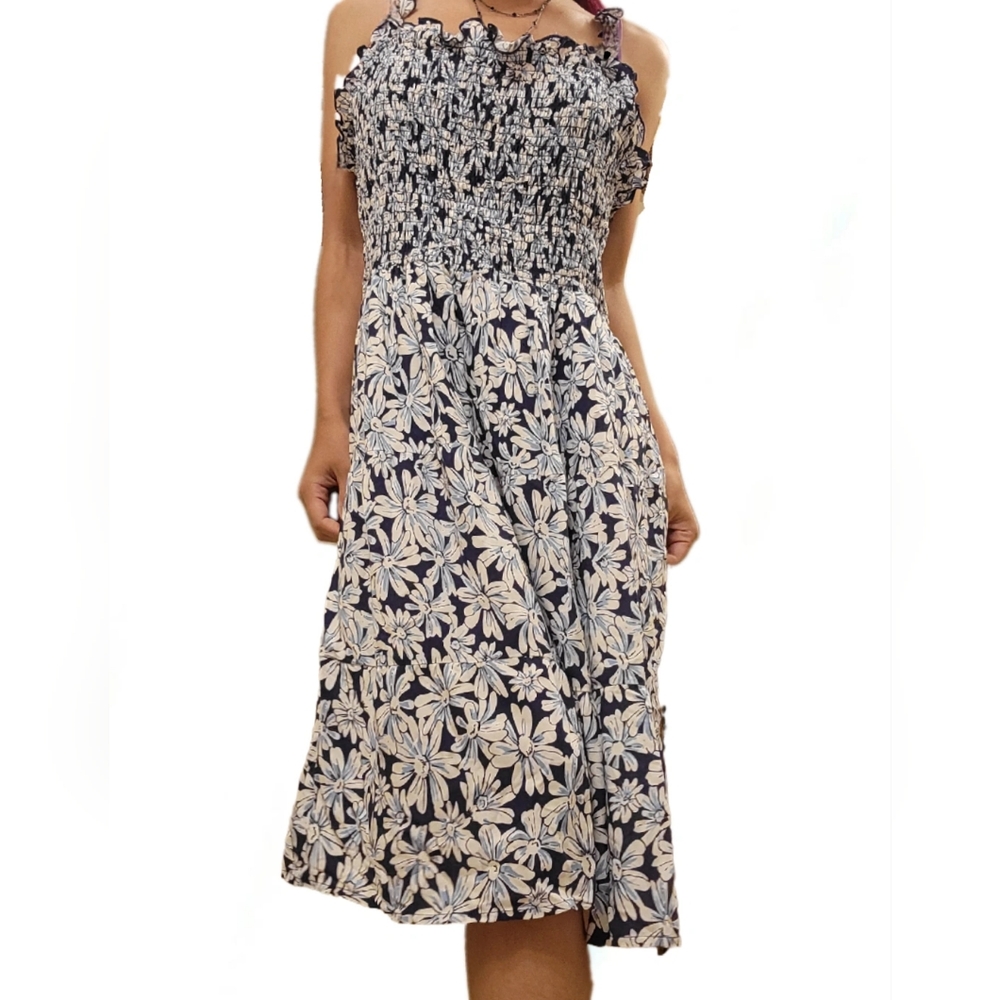 MyStyle Blue And White Summer Floral Dress